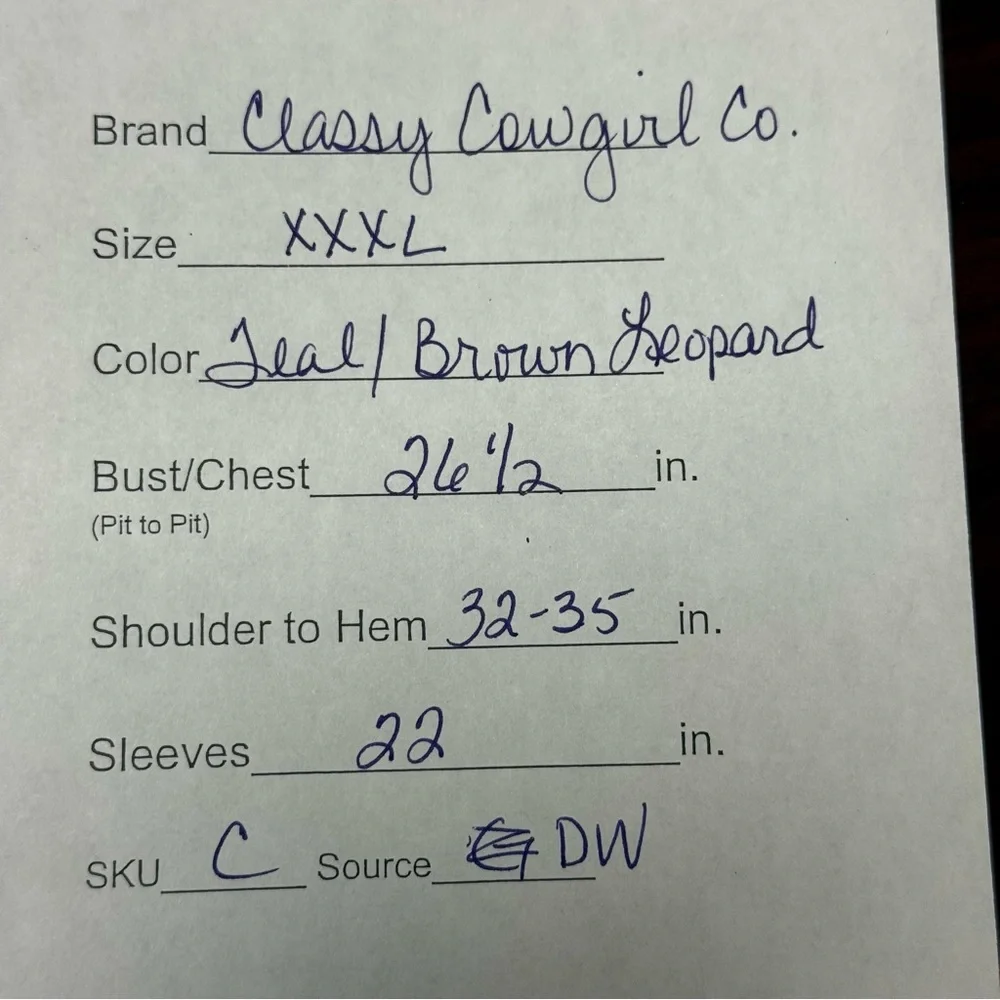 Classy Cowgirl Co XXXL Teal Leopard Print Kimono Cardigan Boho Western Chic - Picture 7 of 7